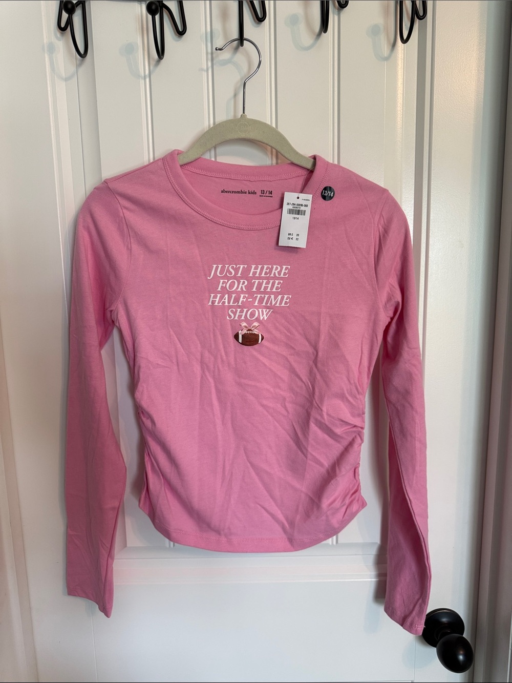 Girls abercrombie kids Pink Long Sleeve Tee "Just Here For The Half-Time Show"